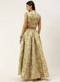 Skirt From Beige Art Silk Jacquard Co Ords Set After Six Wear 11 Skirt From Beige Art Silk Jacquard Co Ords Set After Six Wear -Indo Clothing Shop Beige Art Silk Jacquard Co Ords Set IWBS02211097 b