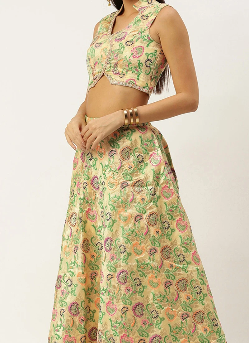 Skirt From Beige Art Silk Jacquard Co Ords Set After Six Wear 1 Skirt From Beige Art Silk Jacquard Co Ords Set After Six Wear