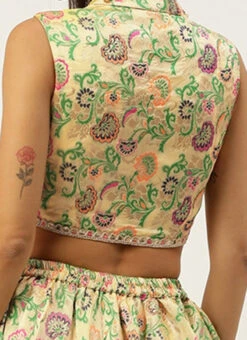 Skirt From Beige Art Silk Jacquard Co Ords Set After Six Wear 13 Skirt From Beige Art Silk Jacquard Co Ords Set After Six Wear -Indo Clothing Shop Beige Art Silk Jacquard Co Ords Set IWBS02211097 rrc2