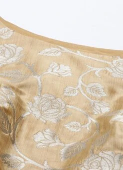 Beige Brocade Boat Neck Flared Dress Festive Wear -Indo Clothing Shop Beige Brocade Boat Neck Flared Dress DRBS02105387 rrc1