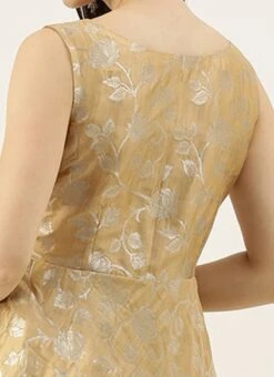Beige Brocade Boat Neck Flared Dress Festive Wear -Indo Clothing Shop Beige Brocade Boat Neck Flared Dress DRBS02105387 rrc2