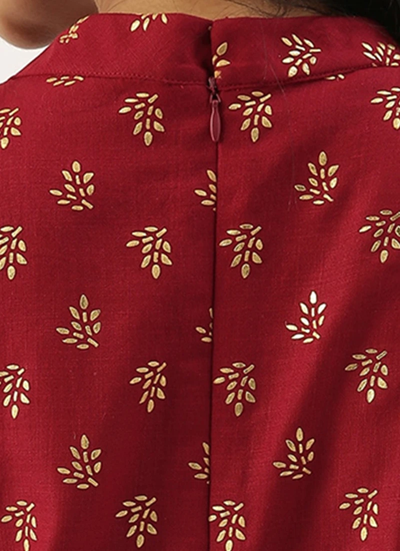 Beige N Maroon Printed Halter Neck Kurta Set Festive Wear 6 Beige N Maroon Printed Halter Neck Kurta Set Festive Wear - Image 6