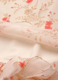 Beige Organza Ruffle Dress Party Wear -Indo Clothing Shop Beige Organza Ruffle Dress DRBS02203561 rrc3