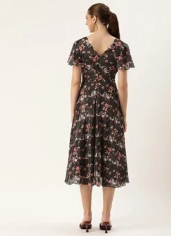 Black Chinon Side Cut Out Dress After Six Wear -Indo Clothing Shop Black Chinon Side Cut Out Dress DRBS02308941 b