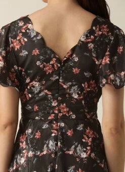 Black Chinon Side Cut Out Dress After Six Wear -Indo Clothing Shop Black Chinon Side Cut Out Dress DRBS02308941 rrc2