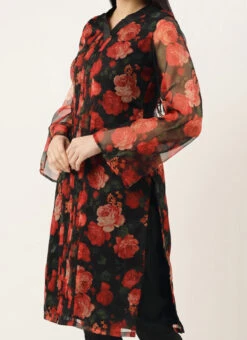 Black Digital Printed Organza Kurta Set After Six Wear