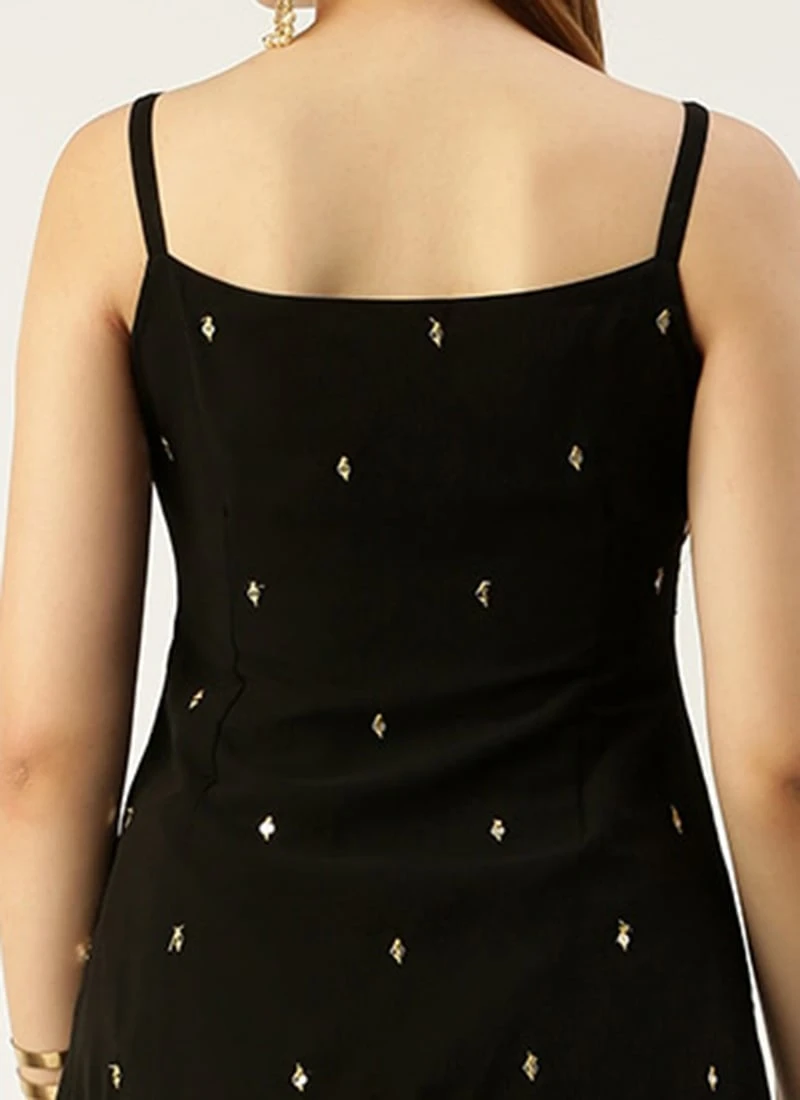 Top From Black Embroidered Georgette Gharara Set After Six Wear 6 Top From Black Embroidered Georgette Gharara Set After Six Wear - Image 6