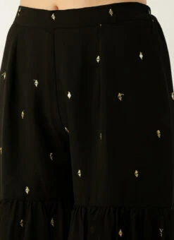 Bottom From Black Embroidered Georgette Gharara Set After Six Wear -Indo Clothing Shop Black Embroidered Georgette Gharara Set IWBS02301100 rrc3