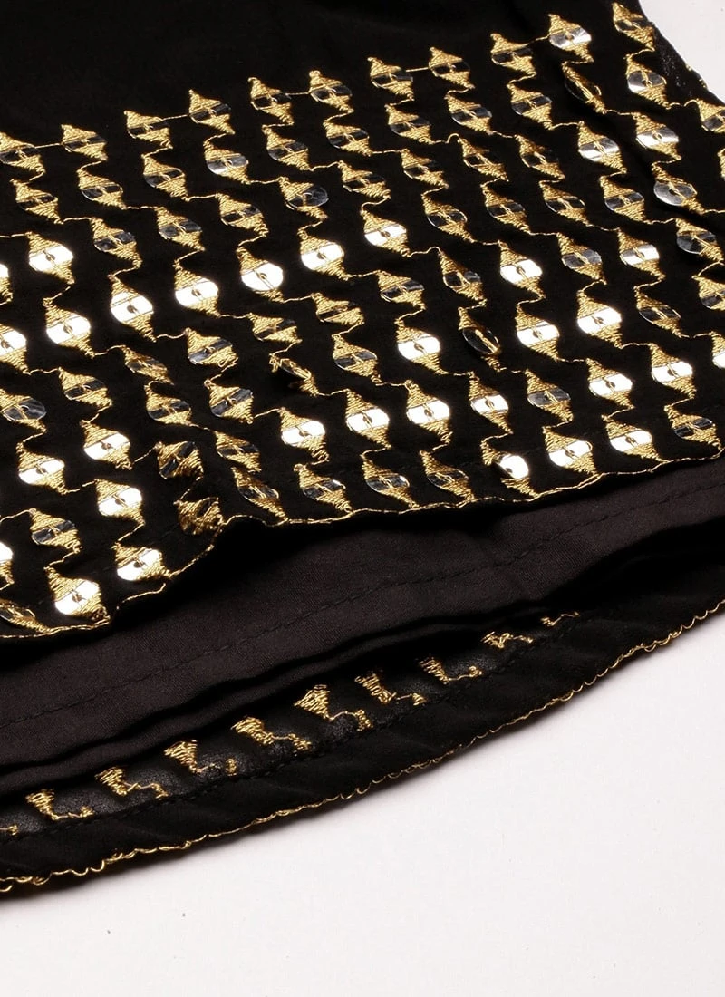 Top From Black Embroidered Georgette Gharara Set After Six Wear 8 Top From Black Embroidered Georgette Gharara Set After Six Wear - Image 8