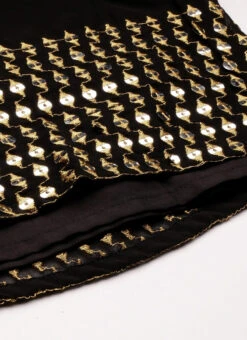 Bottom From Black Embroidered Georgette Gharara Set After Six Wear -Indo Clothing Shop Black Embroidered Georgette Gharara Set IWBS02301100 rrc4