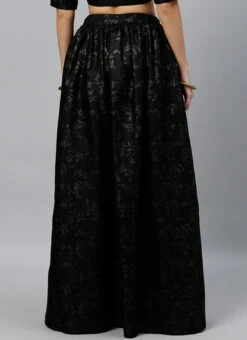 Black Foil Printed Rayon Skirt Festive Wear -Indo Clothing Shop Black Foil Printed Rayon Skirt WBBS02307586 b