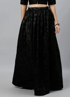 Black Foil Printed Rayon Skirt Festive Wear -Indo Clothing Shop Black Foil Printed Rayon Skirt WBBS02307586 u