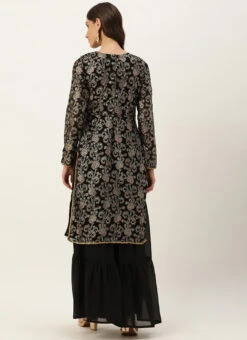 Black Foli Print Georgette Kurti Set Festive Wear 11 Black Foli Print Georgette Kurti Set Festive Wear -Indo Clothing Shop Black Foli Print Georgette Kurti Set KSBS02302551 b