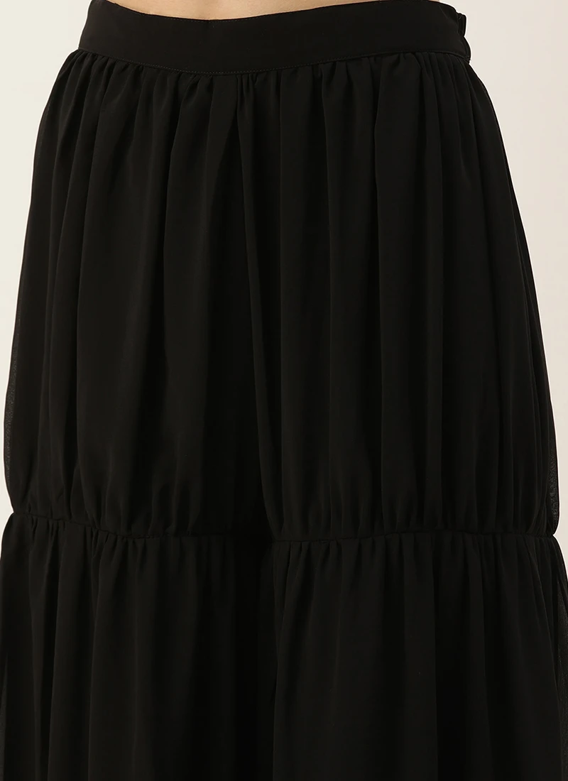 Black Foli Print Georgette Kurti Set Festive Wear 6 Black Foli Print Georgette Kurti Set Festive Wear - Image 6