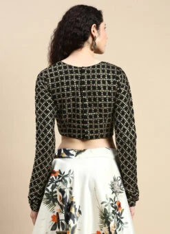 Black Georgette Embroidered Blouse Festive Wear 11 Black Georgette Embroidered Blouse Festive Wear -Indo Clothing Shop Black Georgette Embroidered Blouse BLBS02303867 b