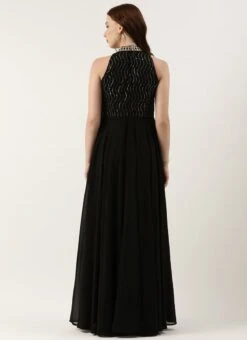 Black Georgette Sequins Gown Party Wear -Indo Clothing Shop Black Georgette Sequins Gown IWBS02301761 b