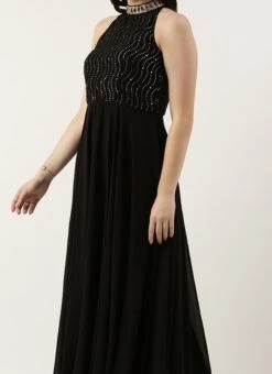 Black Georgette Sequins Gown Party Wear