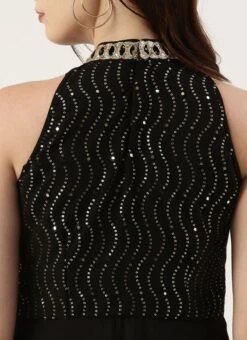 Black Georgette Sequins Gown Party Wear -Indo Clothing Shop Black Georgette Sequins Gown IWBS02301761 rrc2