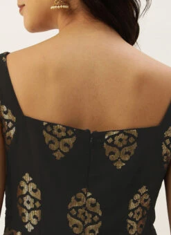 Black Georgette Sequins Jumpsuit Festive Wear -Indo Clothing Shop Black Georgette Sequins Jumpsuit DRBS02306303 rrc2