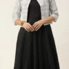 Black N White Jacket Style Gown After Six Wear