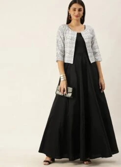 Black N White Jacket Style Gown After Six Wear 6 Black N White Jacket Style Gown After Six Wear -Indo Clothing Shop Black N White Jacket Style Gown IWBS02106486RTW u