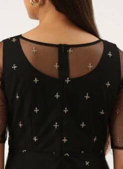 Black Net Embroidered Midi Dress Festive Wear -Indo Clothing Shop Black Net Embroidered Midi Dress DRBS02206215 rrc2