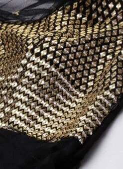 Black Net Embroidered One Shoulder Gown Party Wear -Indo Clothing Shop Black Net Embroidered One Shoulder Gown IWBS02204712 rrc1