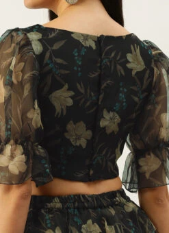 Skirt From Black Organza Printed Co Ords Set After Six Wear 14 Skirt From Black Organza Printed Co Ords Set After Six Wear -Indo Clothing Shop Black Organza Printed Co Ords Set IWBS02302275 rrc3