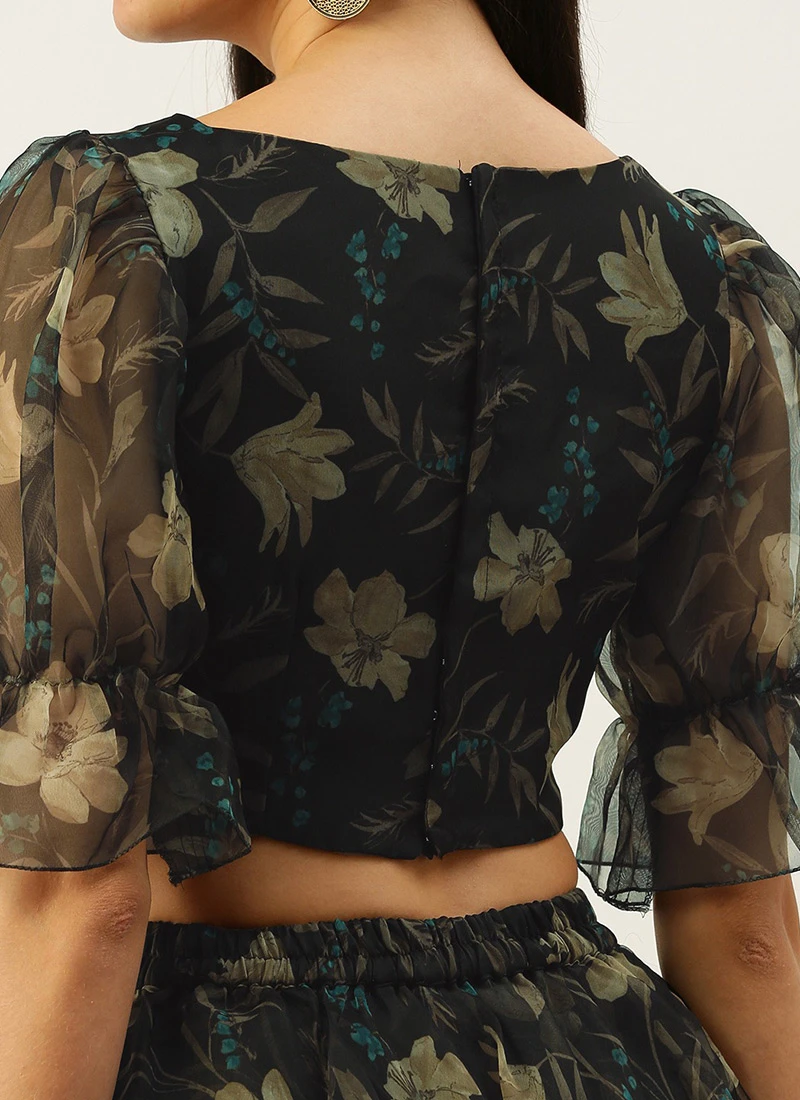 Skirt From Black Organza Printed Co Ords Set After Six Wear 7 Skirt From Black Organza Printed Co Ords Set After Six Wear - Image 7