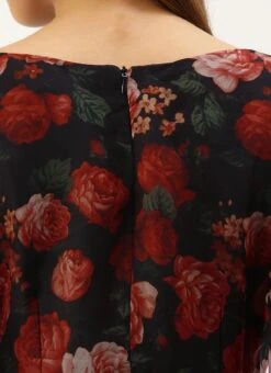 Black Organza Ruffle Dress Party Wear -Indo Clothing Shop Black Organza Ruffle Dress DRBS02203563 rrc2