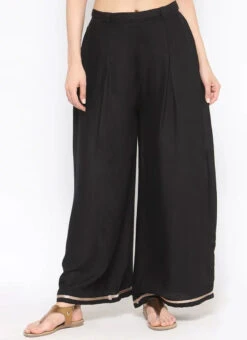 Black Palazzo Pant After Six Wear -Indo Clothing Shop Black Palazzo Pant IWBDMF342 u