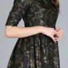 Black Printed Rayon Boat Neck Gown After Six Wear