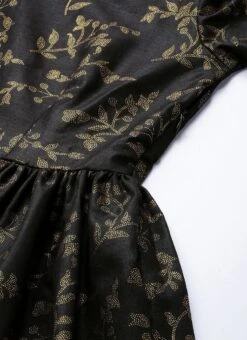 Black Printed Rayon Boat Neck Gown After Six Wear -Indo Clothing Shop Black Printed Rayon Boat Neck Gown IWBS01909988 rrc1