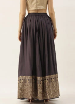 Black Printed Rayon Pleated Skirt Festive Wear 9 Black Printed Rayon Pleated Skirt Festive Wear -Indo Clothing Shop Black Printed Rayon Pleated Skirt WBBS02012678 b