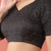 Black Raw Silk Embroidery Work Blouse Party Wear