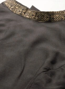 Black Rayon Ankle Length Dress After Six Wear -Indo Clothing Shop Black Rayon Ankle Length Dress DRBS02108639 rrc3