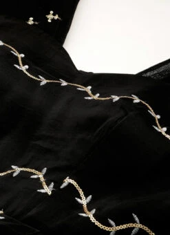 Black Viscose Embroidered Layered Gown Festive Wear 12 Black Viscose Embroidered Layered Gown Festive Wear -Indo Clothing Shop Black Viscose Embroidered Layered Gown IWBS02212600 rrc1