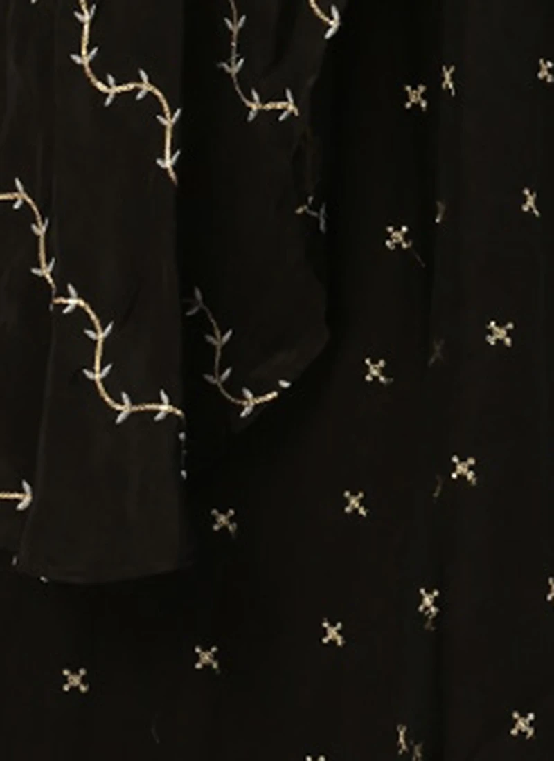 Black Viscose Embroidered Layered Gown Festive Wear 7 Black Viscose Embroidered Layered Gown Festive Wear - Image 7