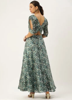 Blue Art Silk Digital Printed Dress After Six Wear Festive Wear 11 Blue Art Silk Digital Printed Dress After Six Wear Festive Wear -Indo Clothing Shop Blue Art Silk Digital Printed Dress DRBS02210921 b
