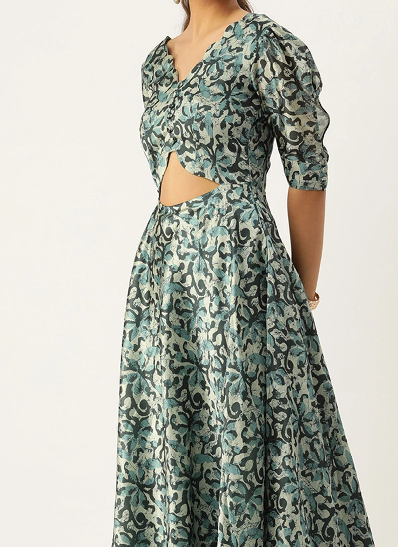 Blue Art Silk Digital Printed Dress After Six Wear Festive Wear 1 Blue Art Silk Digital Printed Dress After Six Wear Festive Wear