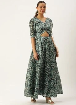 Blue Art Silk Digital Printed Dress After Six Wear Festive Wear 10 Blue Art Silk Digital Printed Dress After Six Wear Festive Wear -Indo Clothing Shop Blue Art Silk Digital Printed Dress DRBS02210921 u