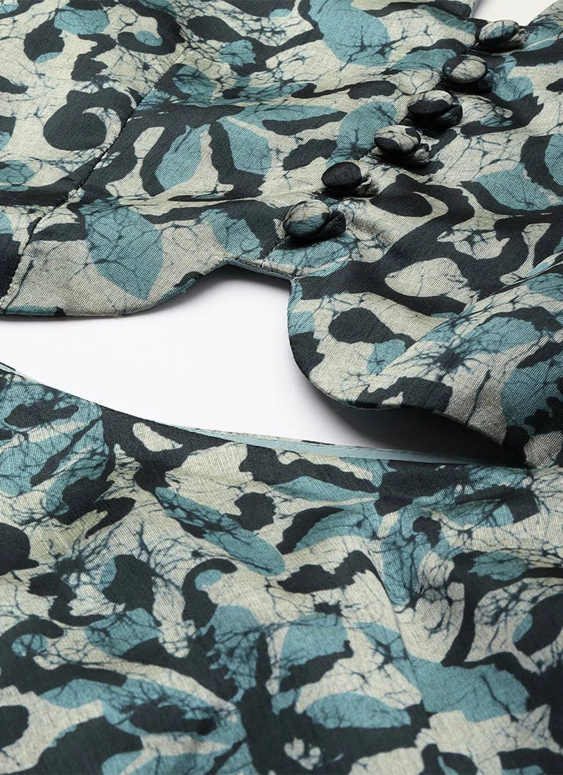 Blue Art Silk Digital Printed Dress After Six Wear Festive Wear 5 Blue Art Silk Digital Printed Dress After Six Wear Festive Wear - Image 5