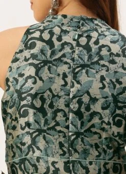 Blue Art Silk Digital Printed Halter Neck Dress Festive Wear -Indo Clothing Shop Blue Art Silk Digital Printed Halter Neck Dress DRBS02210995 rrc2