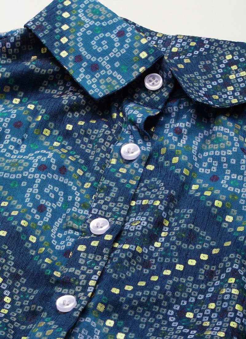 Blue Chanderi Art Silk Handkerchief Style Dress After Six Wear 7 Blue Chanderi Art Silk Handkerchief Style Dress After Six Wear - Image 7