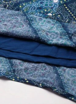 Blue Chanderi Art Silk Handkerchief Style Dress After Six Wear Festive Wear -Indo Clothing Shop Blue Chanderi Art Silk Handkerchief Style Dress DRBS02203499 rrc4