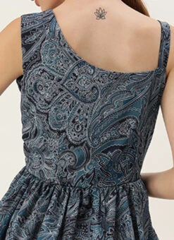 Blue Chinon Digital Printed Layered Gown Party Wear -Indo Clothing Shop Blue Chinon Digital Printed Layered Gown IWBS02307660 rrc2