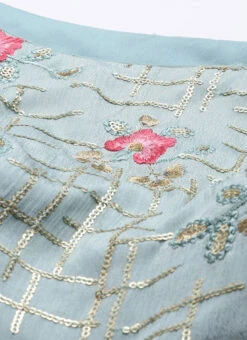 Blue Chinon Embroidered N Pink Gown Festive Wear 10 Blue Chinon Embroidered N Pink Gown Festive Wear -Indo Clothing Shop Blue Chinon Embroidered N Pink Gown IWBS02104288 rrc1
