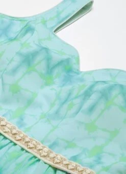 Blue Digital Print Tiered Dress Festive Wear 12 Blue Digital Print Tiered Dress Festive Wear -Indo Clothing Shop Blue Digital Print Tiered Dress DRBS02303916 rrc1