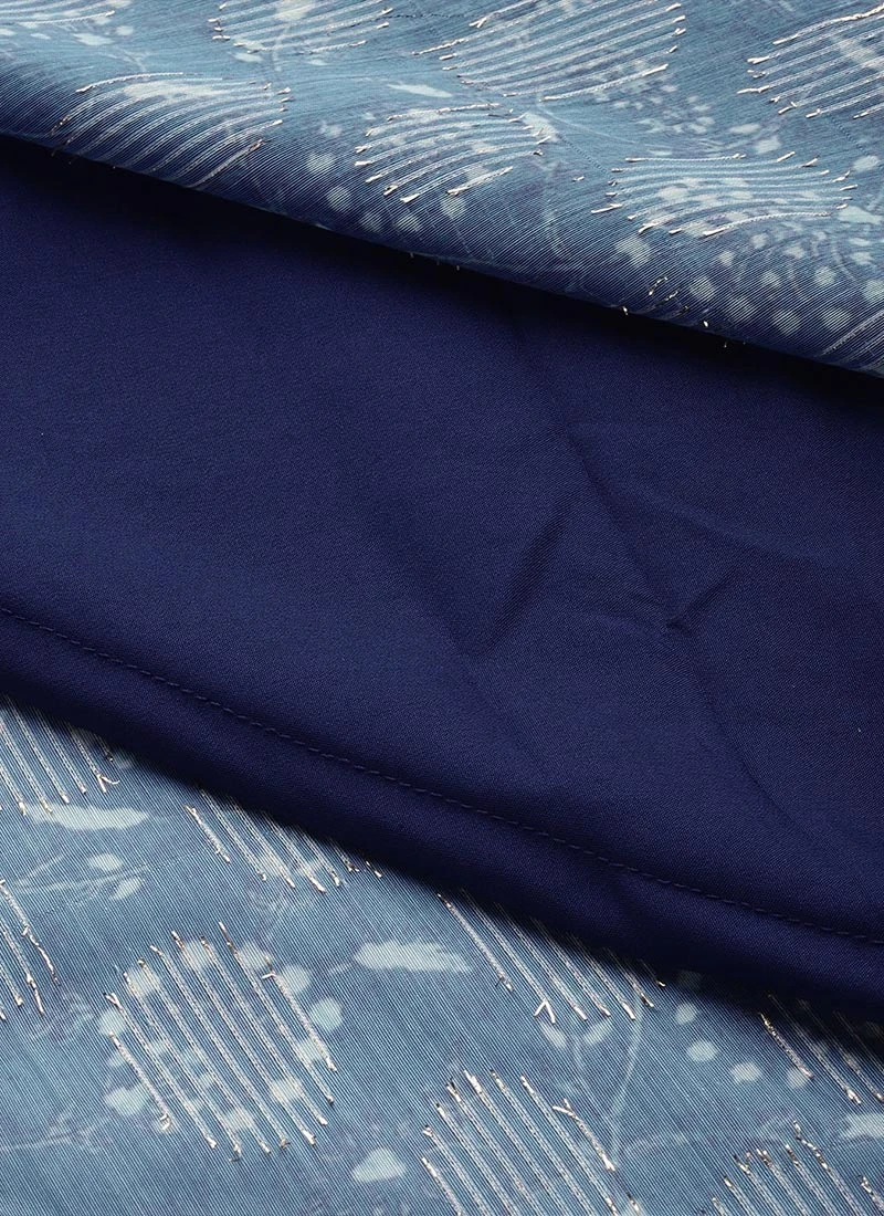 Blue Digital Printed Art Silk Off Shoulder Dress After Six Wear 7 Blue Digital Printed Art Silk Off Shoulder Dress After Six Wear - Image 7