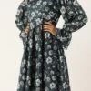 Blue Digital Printed Chinon Dress Party Wear